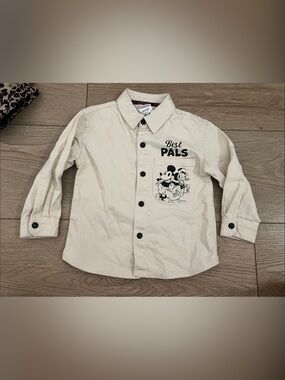 Disney Cream 'Best Pals' Button-Up Jean Jacket for Kids
